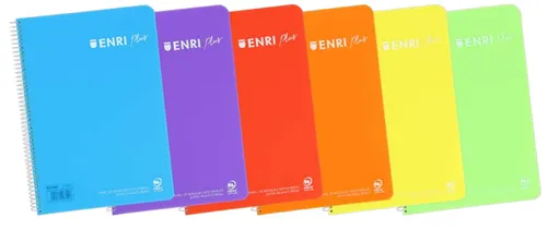 Enri Cuaderno Espiral 80 Hojas 90Gr Tapa Plástico Surtidos