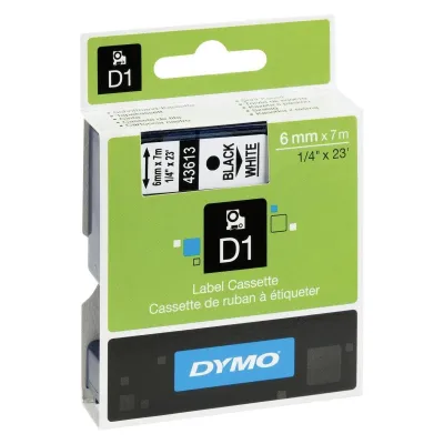 Dymo Cinta Transferencia Térmica D1 Negra sobre Blanco 6mm x 7m para Rotuladora LabelManager