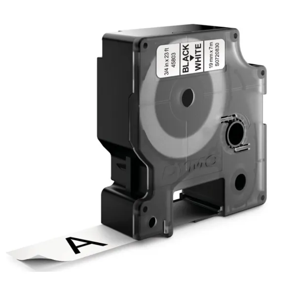 Dymo D1 45803 Cinta De Etiquetas Original Para Rotuladora - Texto Negro Sobre Fondo Blanco - Ancho 19Mm X Largo 7M