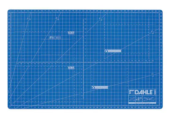 Dahle 10691 Plancha de Corte A3 30x45cm - 5 Capas con Nucleo Resistente al Corte - Lineas de Orientacion - Color Azul