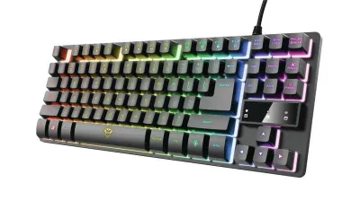 Trust Gaming Gxt 833 Thado Tkl Teclado Compacto Usb - 12 Teclas Multimedia - Antighosting - Iluminacion Led - Cable Trenzado De 1.50M - Color Negro