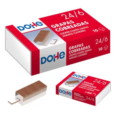 Dohe Caja de 1000 Grapas 24/6 Cobreadas para Oficina