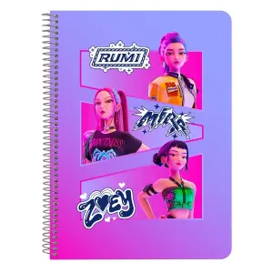 Safta K-Pop Demon Hunters Libreta Espiral 80 Hojas 80g/m2 Cuadricula 4x4mm 15.5x22cm
