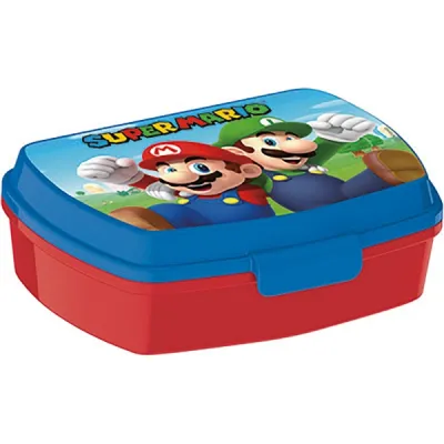 Safta Sandwichera Super Mario PVC Sin BPA Cierre Hermético Rojo y Azul