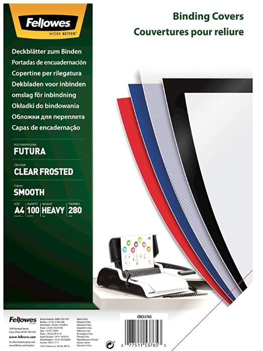 Fellowes Tapas Encuadernación A4 Pp 280 Micras Translúcido Pack 100 Ud