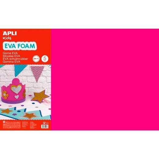 Apli Goma Eva 40X60Cm Grosor 2Mm Fucsia Pack 5 Ud