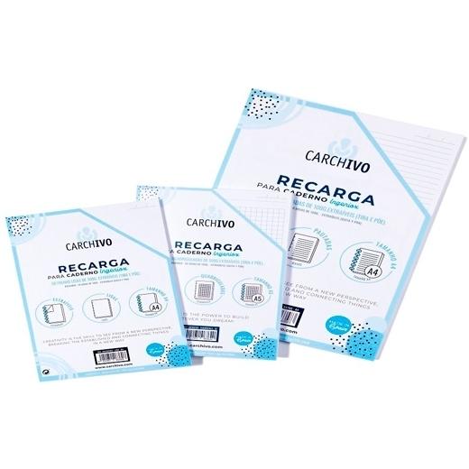 Carchivo Recambio Cuaderno Ingeniox A5 50 Hojas Extraíbles 100Gr Cuadrícula 5X5