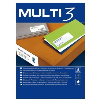 Multi-3 Etiquetas Adhesivas 64X33,9mm Inkjet/Láser con Romos 24 x 100H Blancas