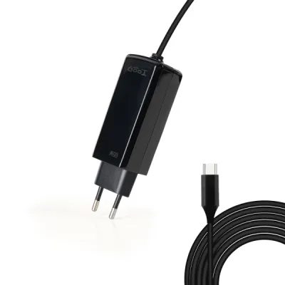 TOOQ Cargador De Pared USB-C PD 65W Con Sistema GaN Color Negro Cubico