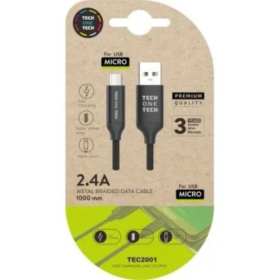 Techonetech Cable Usb-A Macho A Micro-Usb Macho 1M - Recubierto De Nylon Trenzado
