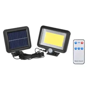 Elbat Foco Solar 1000LM con Mando, Luz Fría 6500K, Sensor de Movimiento, Batería 1200mAh