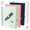 Milan Pack de 4 Cuadernos Espiral A4 Cuadricula 5x5mm - 120 Hojas 95 gr/m2 - Colores Surtidos