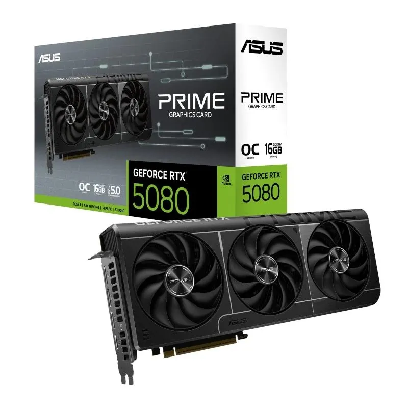 ASUS GeForce Prime RTX 5080 OC 16GB GDDR7 3xDP 1xHDMI CUDA 10752 256bit Triple Fan