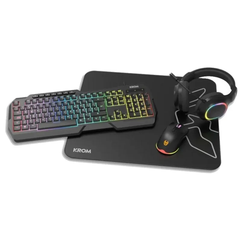 Krom Kenta Pc Combo Gaming 4 En 1 Rgb Negro