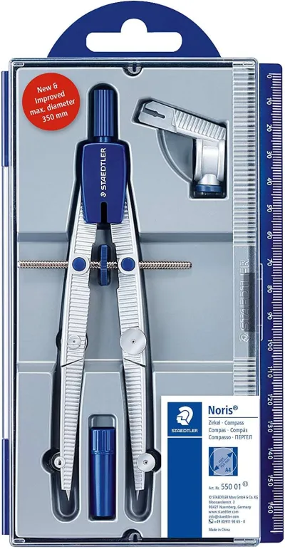 Staedtler Noris 550 01 Compás de Precisión con Aguja y Mina Intercambiables