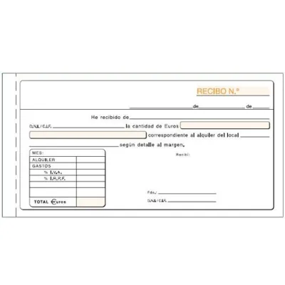 Loan Talonario Recibo Alquiler IVA Tercio Folio Duplicado Autocopia
