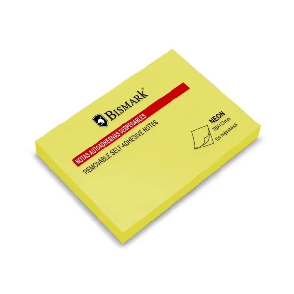 Bismark Bloc De 100 Notas Adhesivas 76X127Mm - Color Amarillo Neon