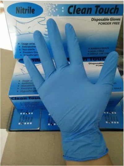 GUANTES DE NITRILO SIN POLVO TALLA M AZUL CAJA -100U-