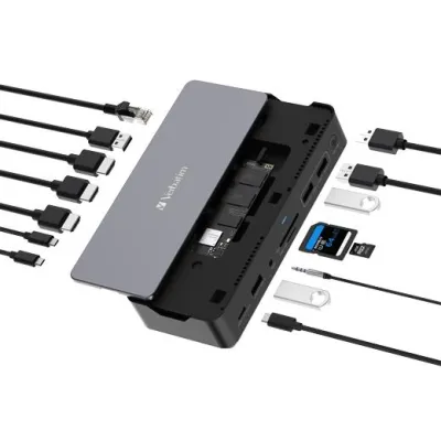 Verbatim Dock Station 15 en 1 USB-C a 2xHDMI/1xDP/1xRJ45/5xUSB/1xSD/1xAudio/1xSSD