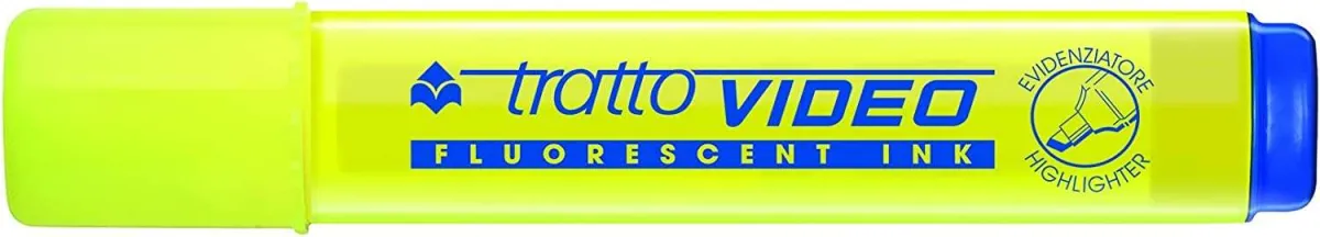 Tratto Video Marcador Fluorescente Punta Biselada Tinta Base Agua Color Amarillo