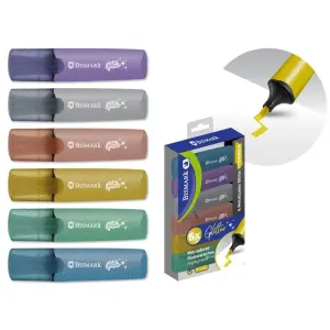 Bismark Pack de 6 Marcadores Fluorescentes Glitter Metalizados con Punta Biselada