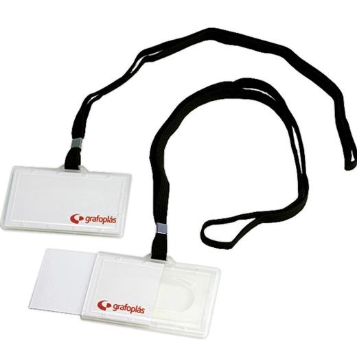 Grafoplás Portadistintivos Inyectado + Cordon Negro 65X95Mm  Pack -50U-