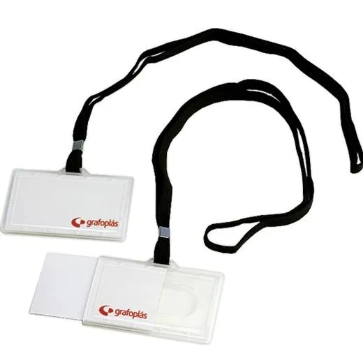 Grafoplás Portadistintivos Inyectado + Cordon Negro 65X95Mm  Pack -50U-