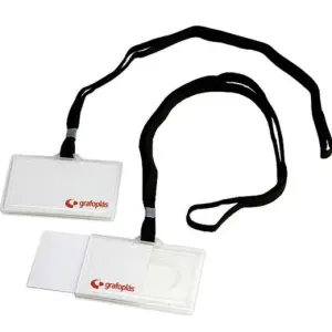 GRAFOPLÁS PORTADISTINTIVOS INYECTADO + CORDON NEGRO 65X95MM  PACK -50U-