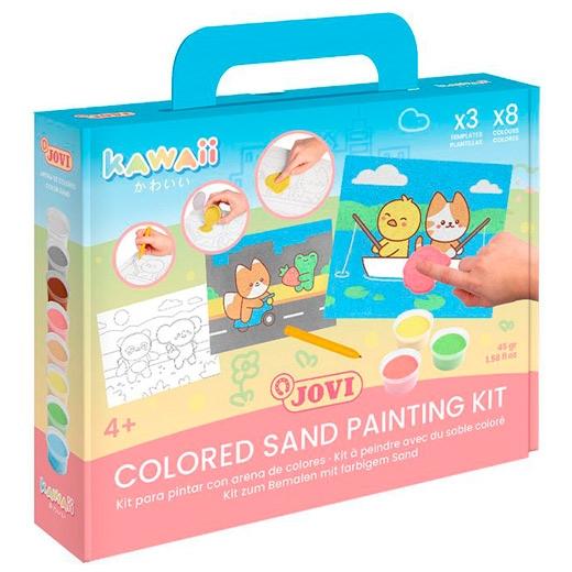 Jovi Kit Kawaii Pinta Con Arena De Colores Con 8 Botes 45Gr Surtidos + 3 Láminas + Punzón