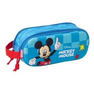 Safta Estuche Portatodo 3D Mickey Mouse 1L - 2 Compartimentos - Rojo y Azul - 21x8x6cm