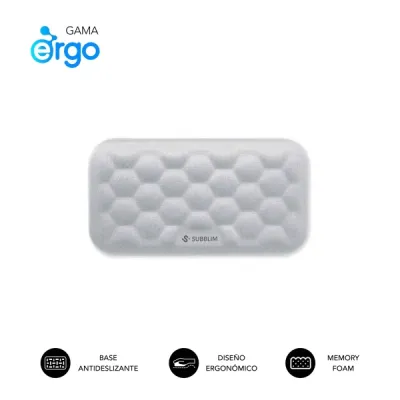 Subblim Ergo Airpadding Reposamuñecas para Ratón - Espuma Viscoelástica 65D - Tejido AirMesh Transpirable - Base Antideslizante - Plata