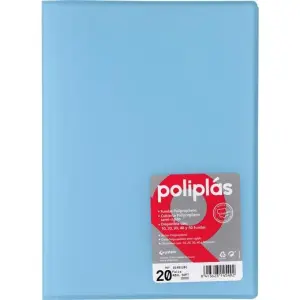 Grafoplás Carpeta Semirrígida Translúcida Azul Soft con 20 Fundas PP Soldadas Folio