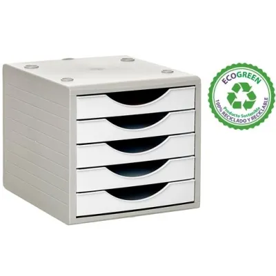 Archivo 2000 Módulo Organizador Ecogreen Sobremesa 5 Cajones 340x270x260 Reciclado Blanco Pastel