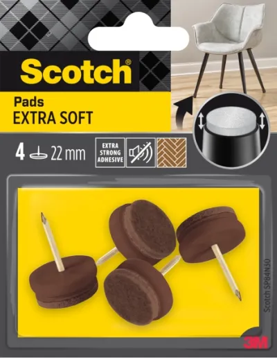 Scotch Pack de 4 Almohadillas de Fieltro Extrasuaves 22mm Color Marrón