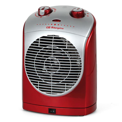 Orbegozo Fh 5025 Calefactor Con Ventilador - Potencia 2200W - Oscilante - Base Antideslizante - Indicador Luminoso - Proteccion Contra Sobrecalentamiento - Color Rojo