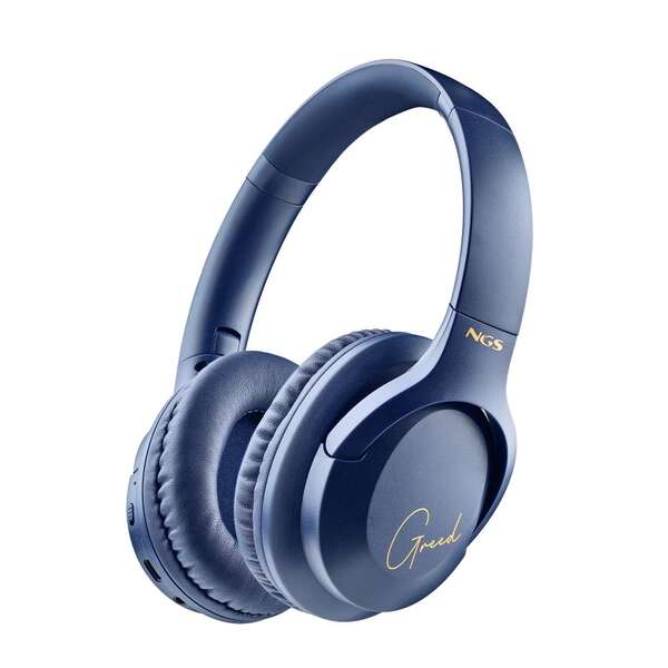Ngs Artica Greed Auriculares Bluetooth 5.1 Con Microfono - Diadema Ajustable - Almohadillas Acolchadas - Autonomia Hasta 46H - Manos Libres - Color Azul