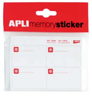 Apli Pack de 140 Etiquetas para Congelar 50x30mm - Adhesivo Removible - Color Blanco
