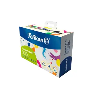 Pelikan Pack de 6 Temperas 40ml con Pincel de Pelo Pony Nº4 - Colores Surtidos