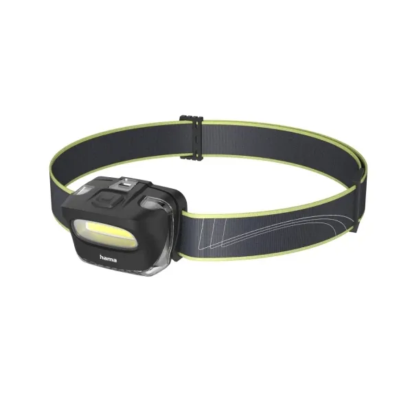 Hama Linterna Frontal LED 110 Lúmenes con Cinta para la Cabeza, Negro, 3 Pilas AAA, Autonomía 19h
