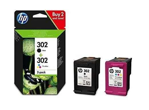 Hp Tinta Negro +  Tricolor (C/M/Y) Officejet 3830 - Nº 302 (F6U66Ae + F6U65Ae) (Pack 4 Colores)