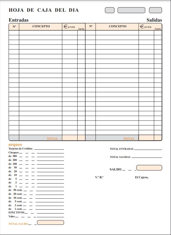 Loan Talonario Arqueo De Caja Folio Sin Copia