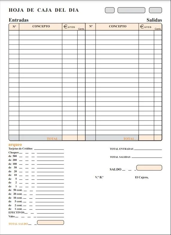 Loan Talonario Arqueo De Caja Folio Sin Copia