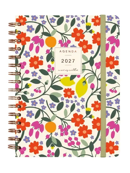 Finocam Agenda Anual 2027 Semana Vista Horizontal E10 155x212mm Espiral Doble Tapa Dura Verde