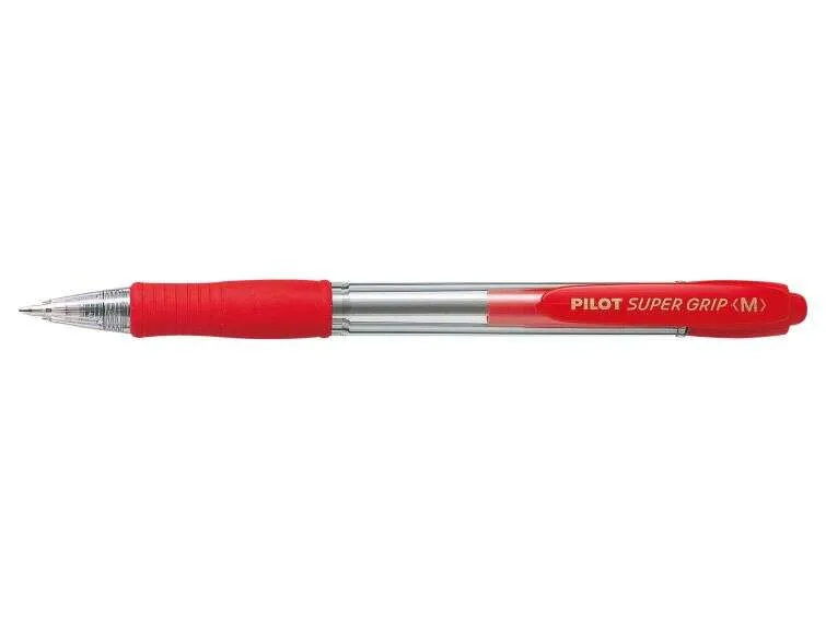 Pilot Boligrafo De Bola Retractil Supergrip - Punta Redonda 1.0Mm - Trazo 0.27Mm - Tinta De Aceite - Grip Ergonomico - Color Rojo