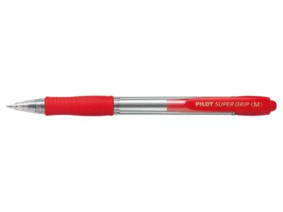 Pilot Boligrafo De Bola Retractil Supergrip - Punta Redonda 1.0Mm - Trazo 0.27Mm - Tinta De Aceite - Grip Ergonomico - Color Rojo