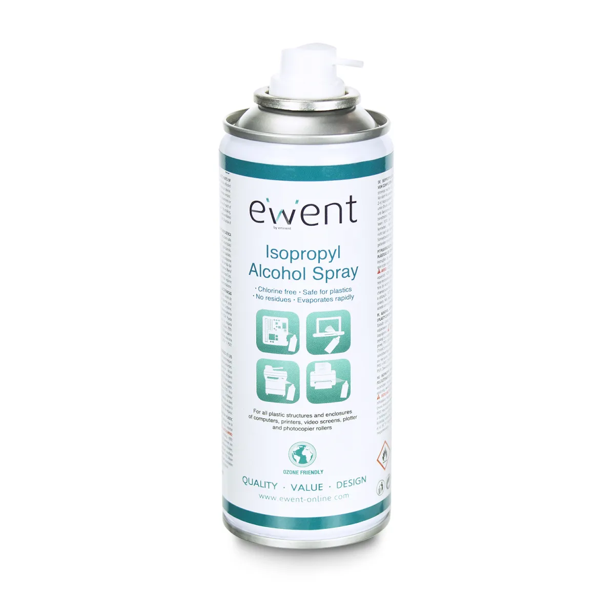 Ewent EW5613 kit de limpieza para computadora Impresora, Portátil, Escáner, PC Espray para limpieza de equipos 200 ml