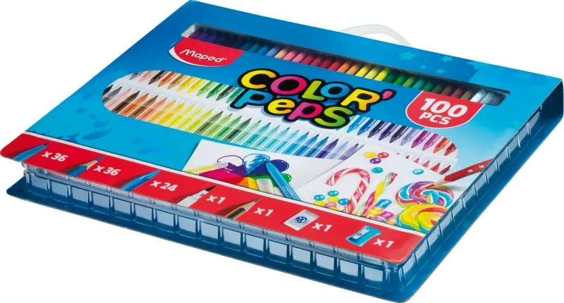 Maped Lápices De Colores Color'Peps Kit 100 Piezas Estuche Con Asa
