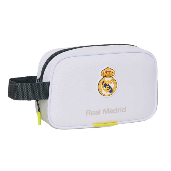 Safta Real Madrid Neceser De 2L Portatodo - Asa De Mano - Cierre De Cremallera - 22X13.5X8Cm - Color Blanco Y Negro