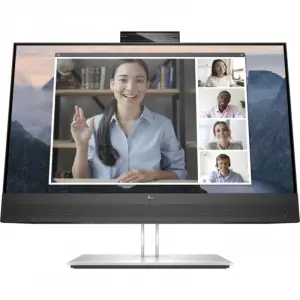 HP E24MV G4 Monitor 23.8" LED IPS FullHD 60Hz - Respuesta 5ms - Altavoces 4W - Ajustable en Altura, Giratorio e Inclinable - HDMI, Displayport, VGA, Hub USB - Webcam - VESA 100x100mm - Color Negro/Plata