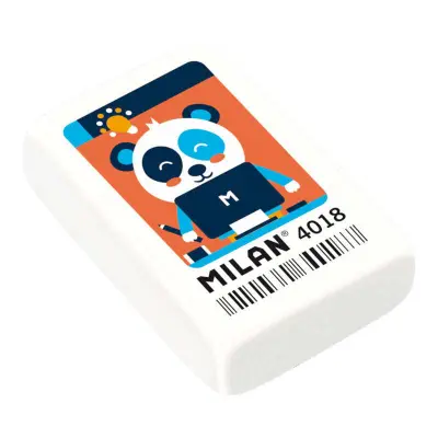 Milan Goma de Borrar Rectangular Miga de Pan Caucho Sintético Color Blanco Dibujos Surtidos